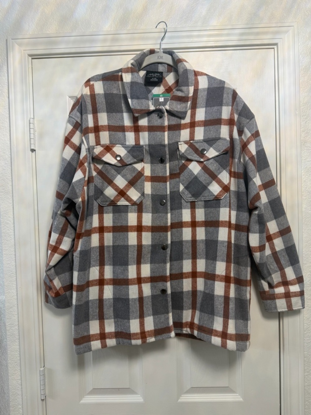 NWT HFX Plaid Flannel Shacket Shirt Jacket Women's Size XL - Picture 3 of 5